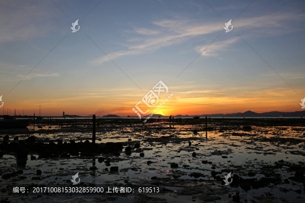 海灘,灘涂,夕陽(yáng),落日