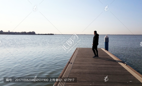 棧橋,湖邊,晨練