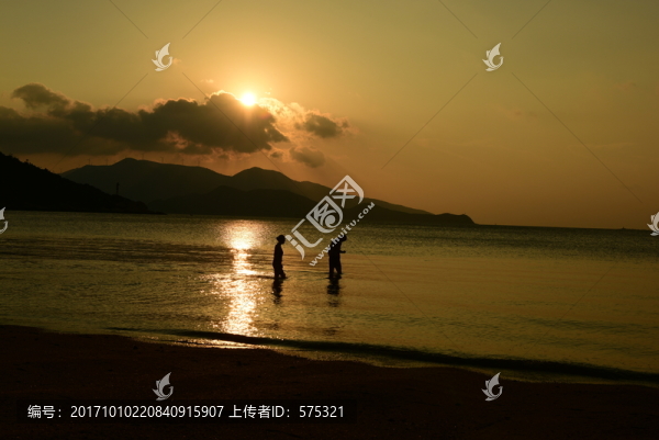 夕陽海灣沙灘