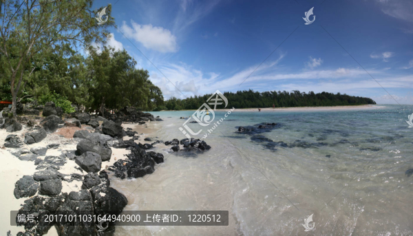 海灘全景鹿島Ile,aux