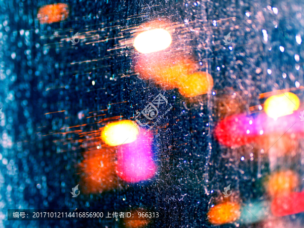夜色,燈光,雨滴,光影,玻璃窗