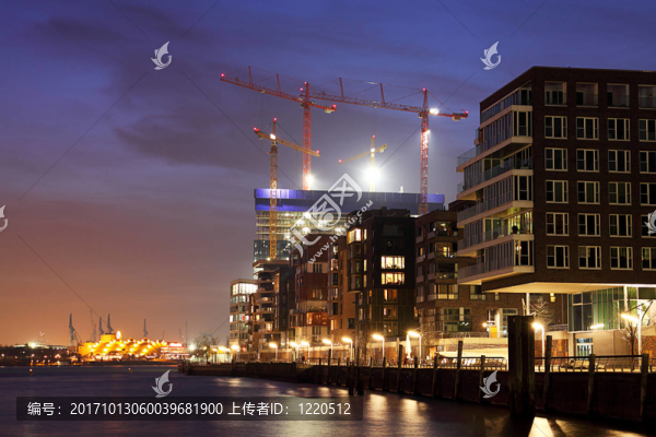 漢堡港口新城的建筑工地的Elbphilharmonie觀