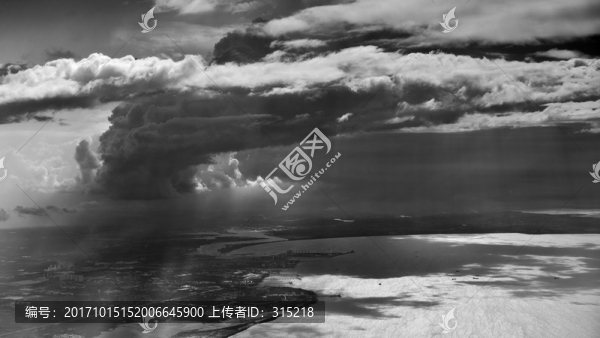 航拍,海口,黑白風光
