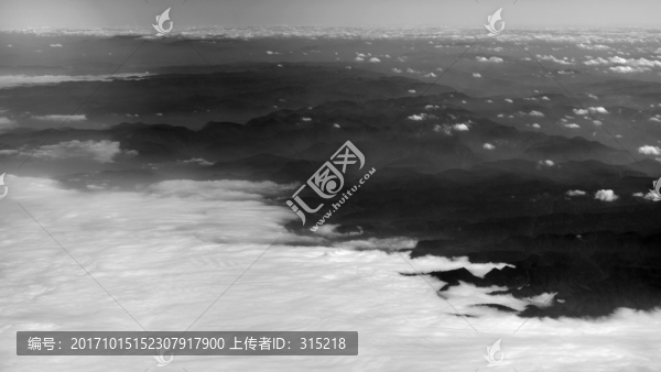 航拍,云海,意境水墨