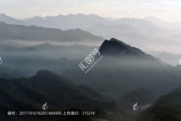 成都青城山,水墨山水畫