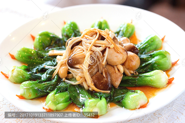 雙菇扒菜膽