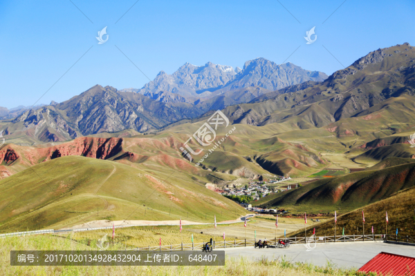 祁連山,卓爾山,雪山,草地,山