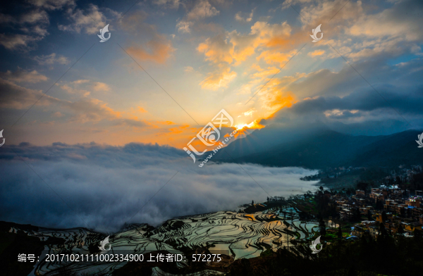 元陽(yáng)梯田日出多依樹(shù)日出
