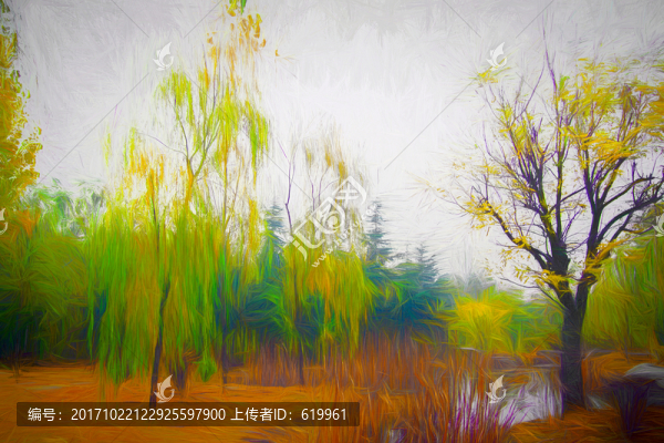 風景油畫,無分層