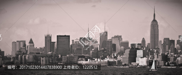 紐約城市天際線，單色