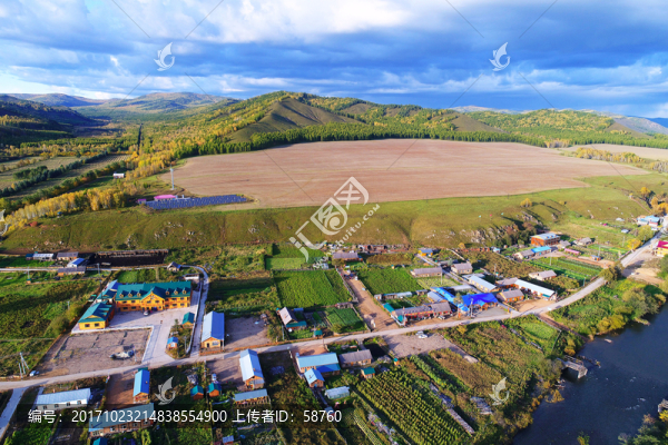 邊塞村莊太平川秋色,航拍