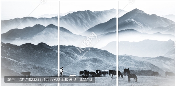 意境水墨三聯(lián)畫