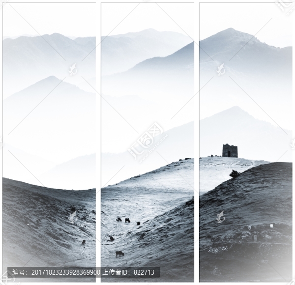 意境水墨三聯(lián)畫