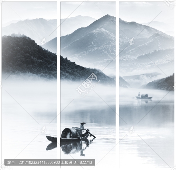 意境水墨三聯(lián)畫