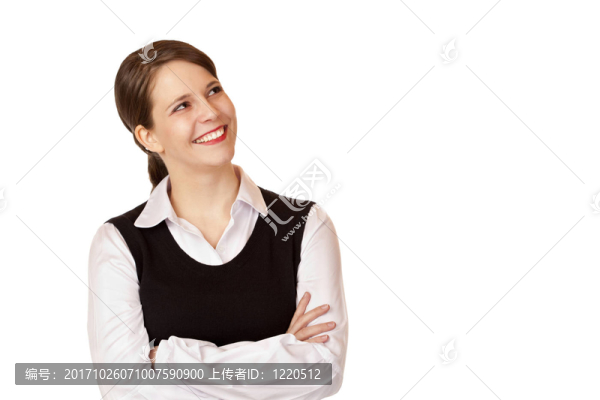 快樂的女商人抬頭