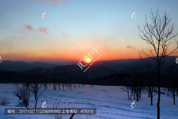 清晨,日出,白雪