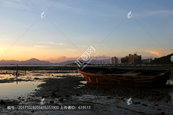 海灘,灘涂,夕陽