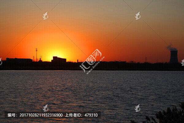 晚霞,冬天,日落,黃昏