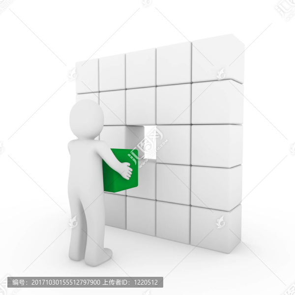 三維人體立方綠白