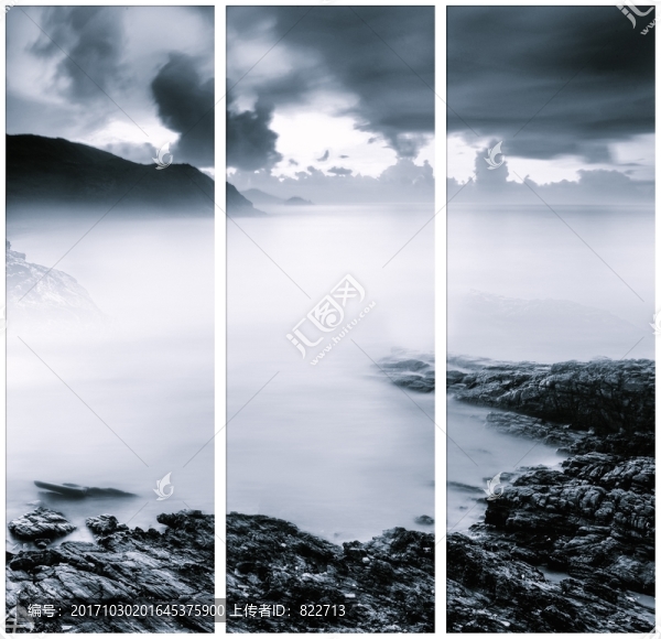 水墨山水風(fēng)光三聯(lián)畫(huà)