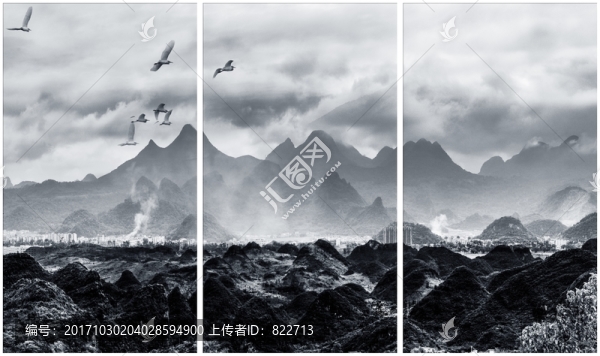 意鏡水墨三聯(lián)畫