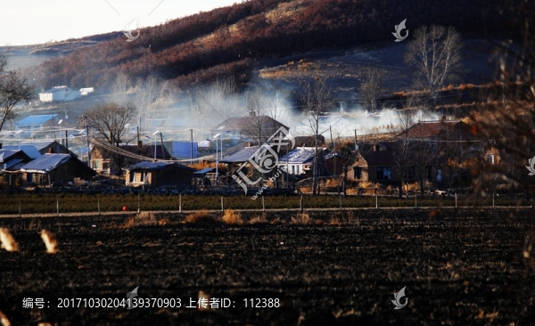 山村,炊煙,村莊,村落,民房