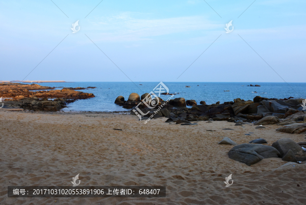 礁石,沙灘,日落,剪影,夕陽