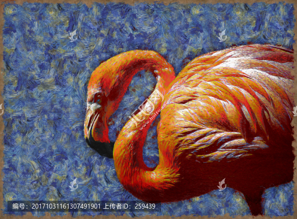 油畫火烈鳥