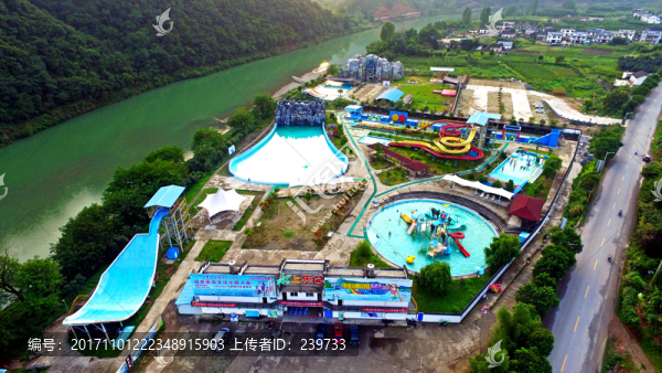 航拍秋浦河水上樂園