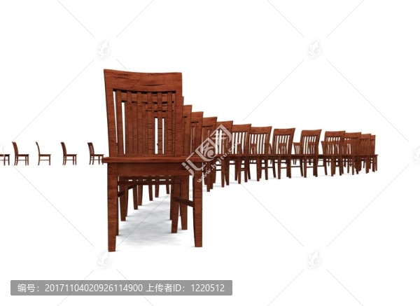 三維椅子棕色01排