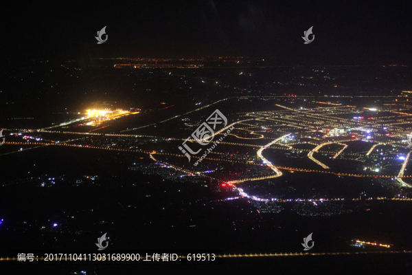 夜空俯瞰沈陽城市和機(jī)場