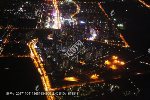 都市夜空,城市燈火,俯瞰