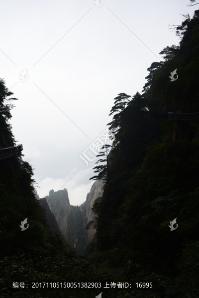 霧中的三清山,水墨山水畫