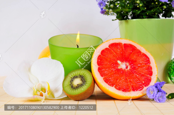 葡萄柚健康蠟燭綠色溫泉
