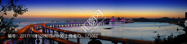 大連跨海大橋夜色全景圖