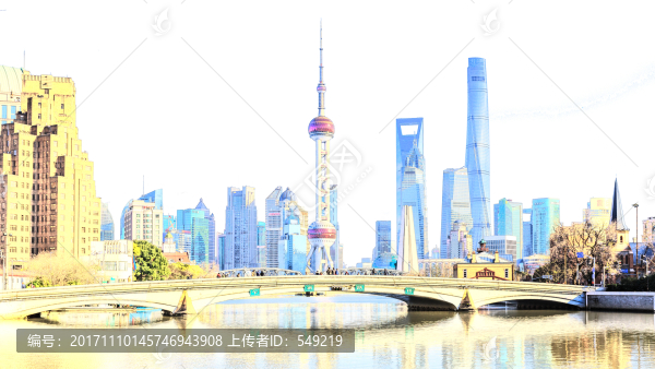 上海陸家嘴彩色線描
