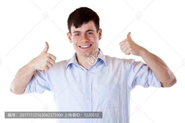 商人舉起兩個贊許