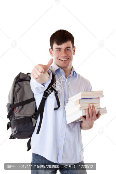 有顯示贊許的書的愉快的學(xué)生
