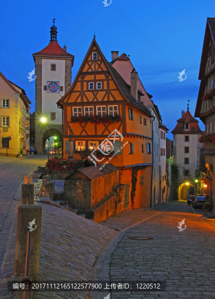 在rothenburg,ob,der,tauber的晚上