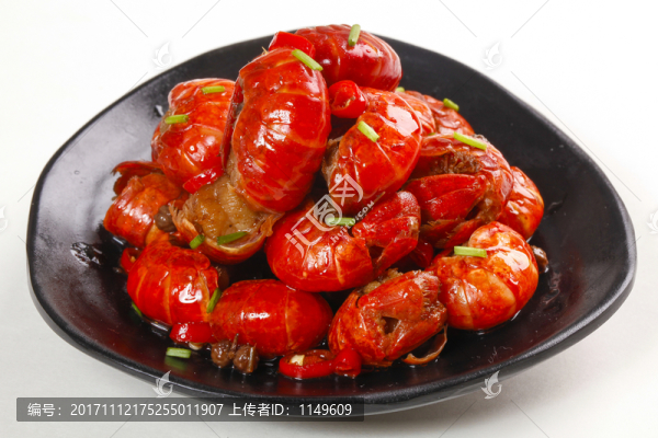 小龍蝦蝦尾白底高清