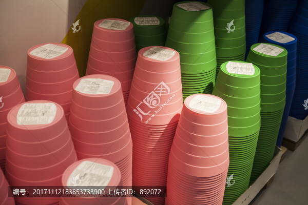 垃圾桶,塑料,彩色,商場(chǎng)