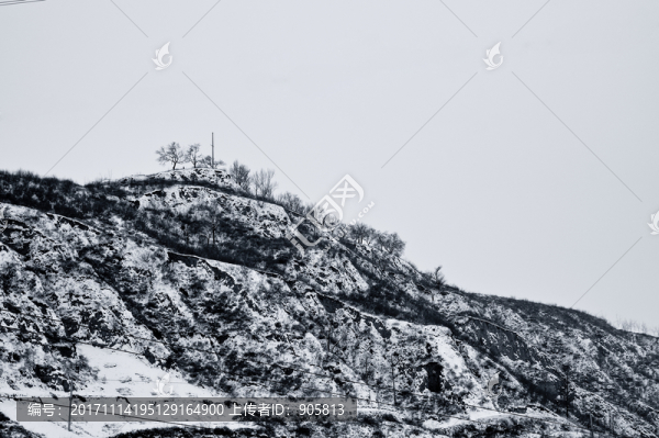 冬日雪景黑白