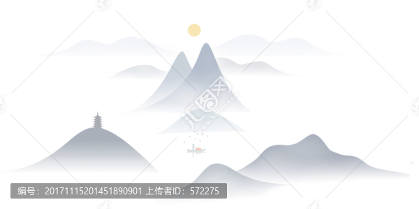 旭日東升創(chuàng)意水墨畫