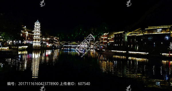 城市夜景,旅游景點(diǎn),水墨畫(huà),城