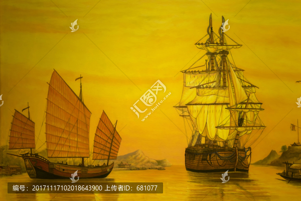 海上絲綢之路貿(mào)易油畫