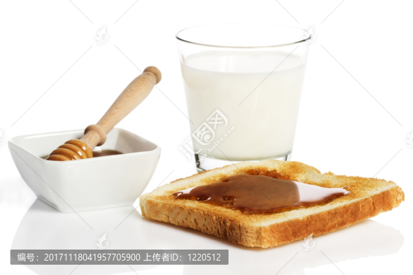 蜂蜜與牛奶烤面包，蜂蜜與蜂蜜的盤中