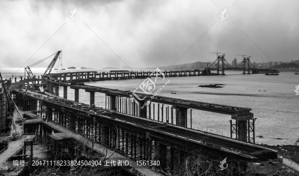建設中的大連南部跨海大橋