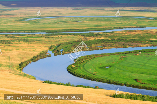 牧場(chǎng)草地河灣風(fēng)景