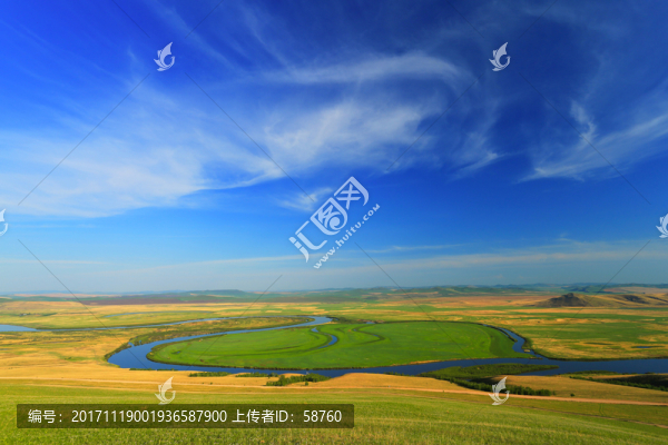 牧場(chǎng)草地河灣