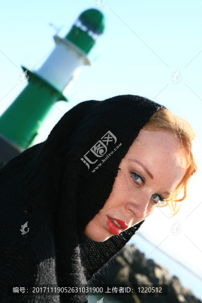 來自德國，梅克倫堡,-,前波莫瑞州，warnemünde的紅發(fā)女子肖像